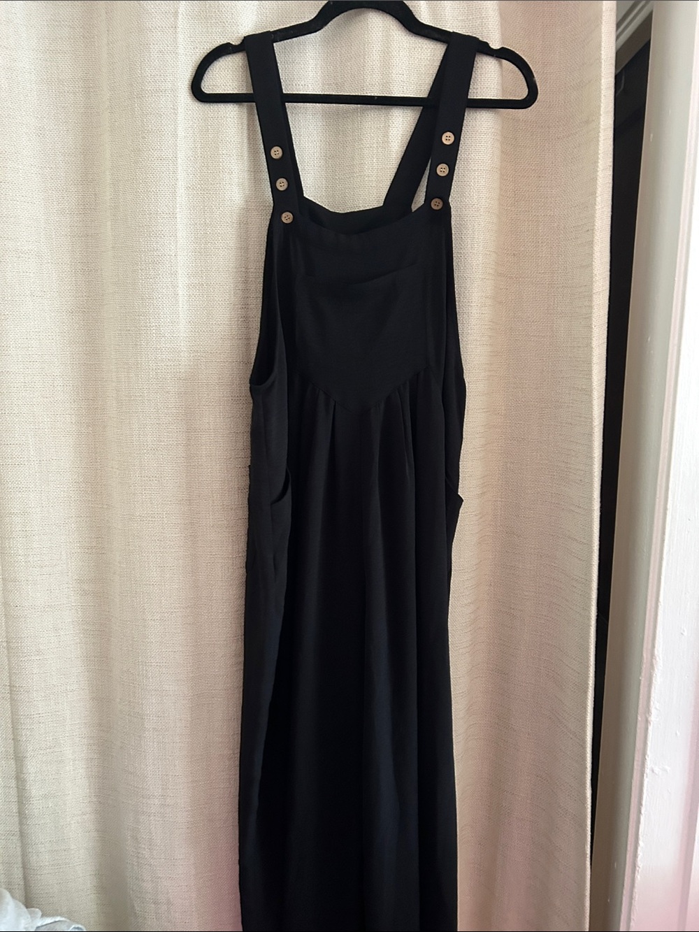 Amazon Black Pinafore Jumpsuit with Button-Strap Details